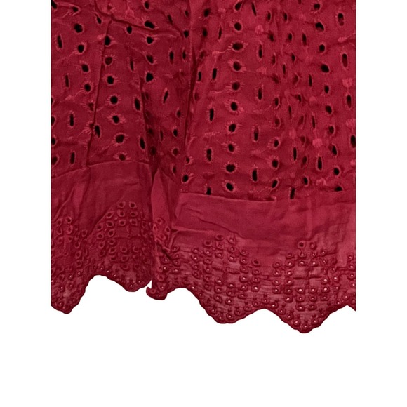 Women’s  Mini Red Dress with Built in Shorts Underneath Eyelet lace Size Large - Picture 2 of 6